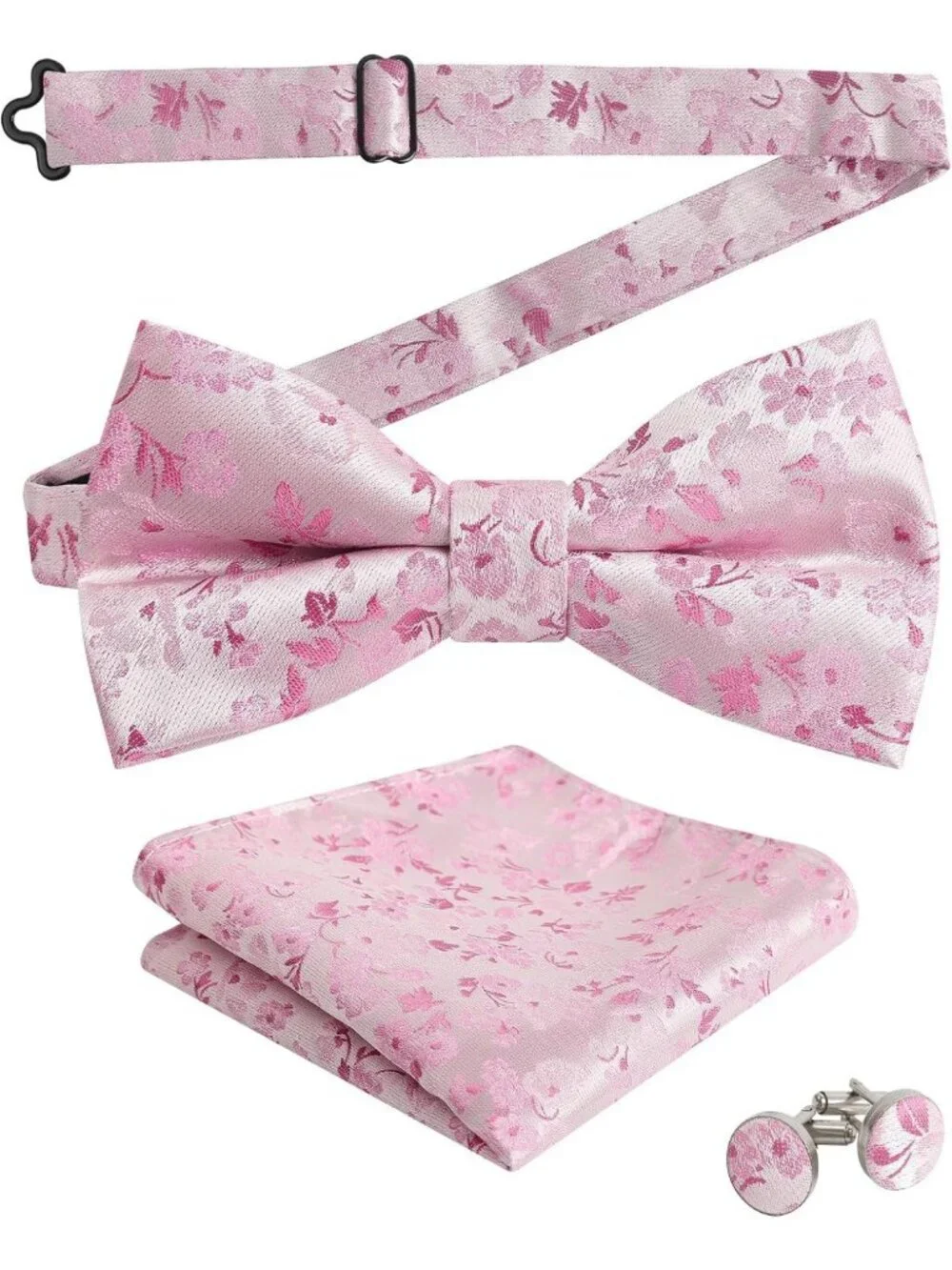 Stylish Men's 3-Piece Floral Bow Tie Set with Cufflinks - Perfect for Weddings